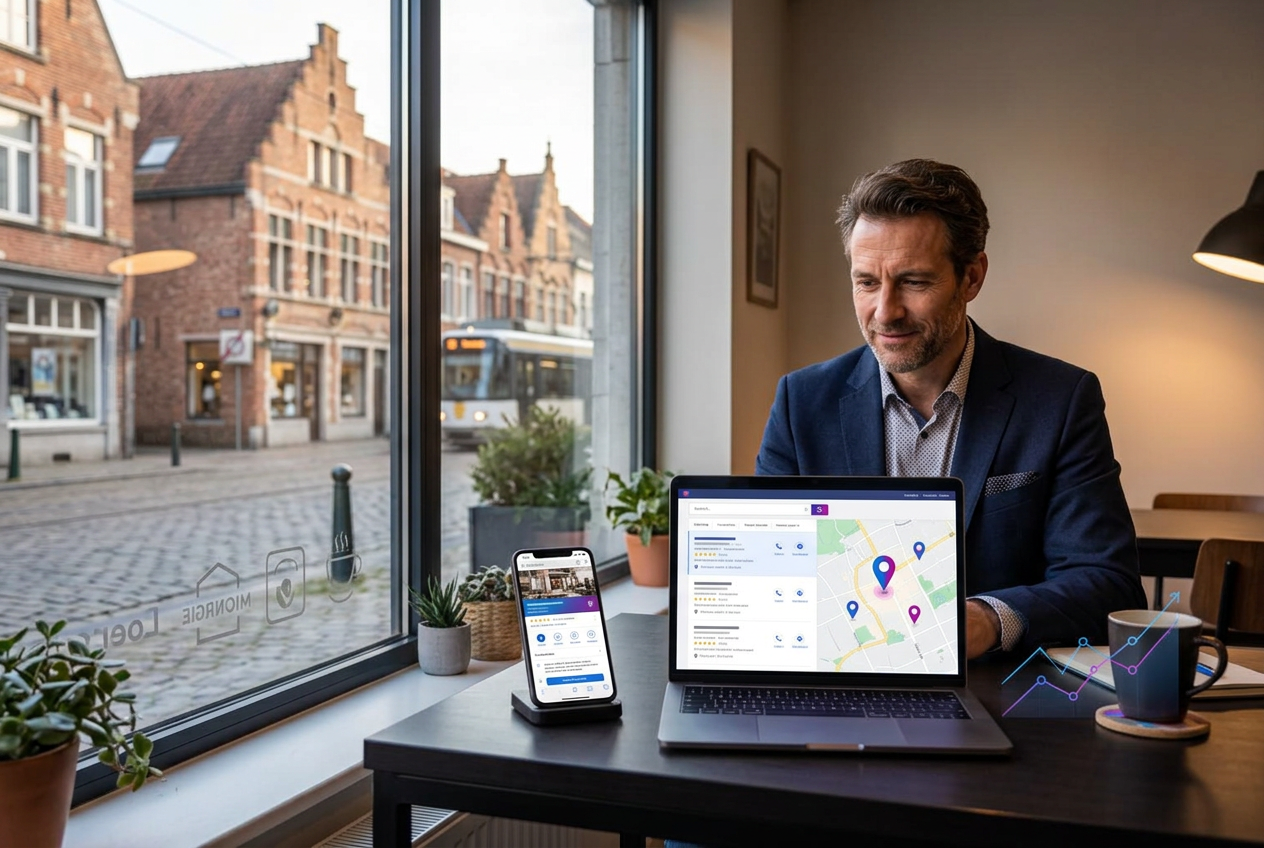 Lokale ondernemer die de online vindbaarheid van haar zaak opvolgt